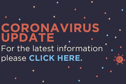 web banner with text: Coronavirus update for the latest information please click here