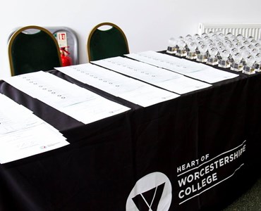 Table with awards on