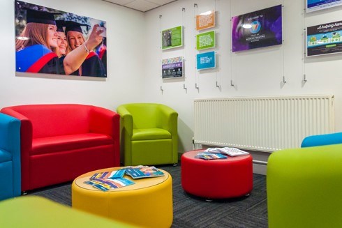 Interior image of Heart of Worcestershire College's All Saints Reception waiting area