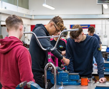 Group of students manufacturing a bike