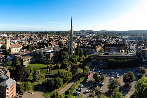 Panoramic view of Worcester city 