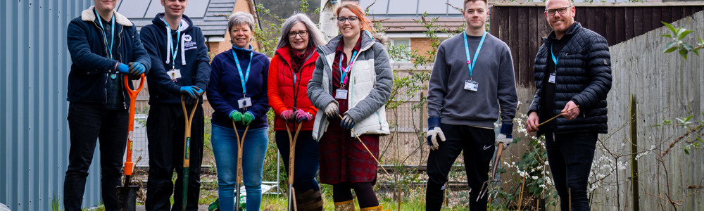 how college staff and students panting trees at Duckworth campus