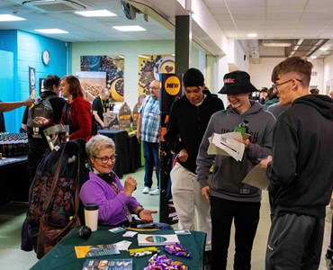 Picture of students visiting HoW Colleges 2023 Fresher's Fair at HoW Colleges Bromsgrove campus